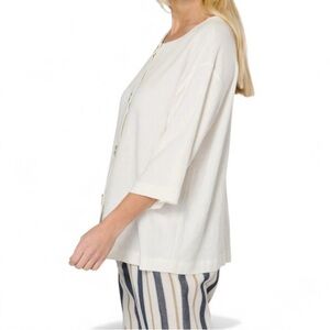 Soft Surroundings Cream Mother Of Pearl Button-Up Tunic Top
